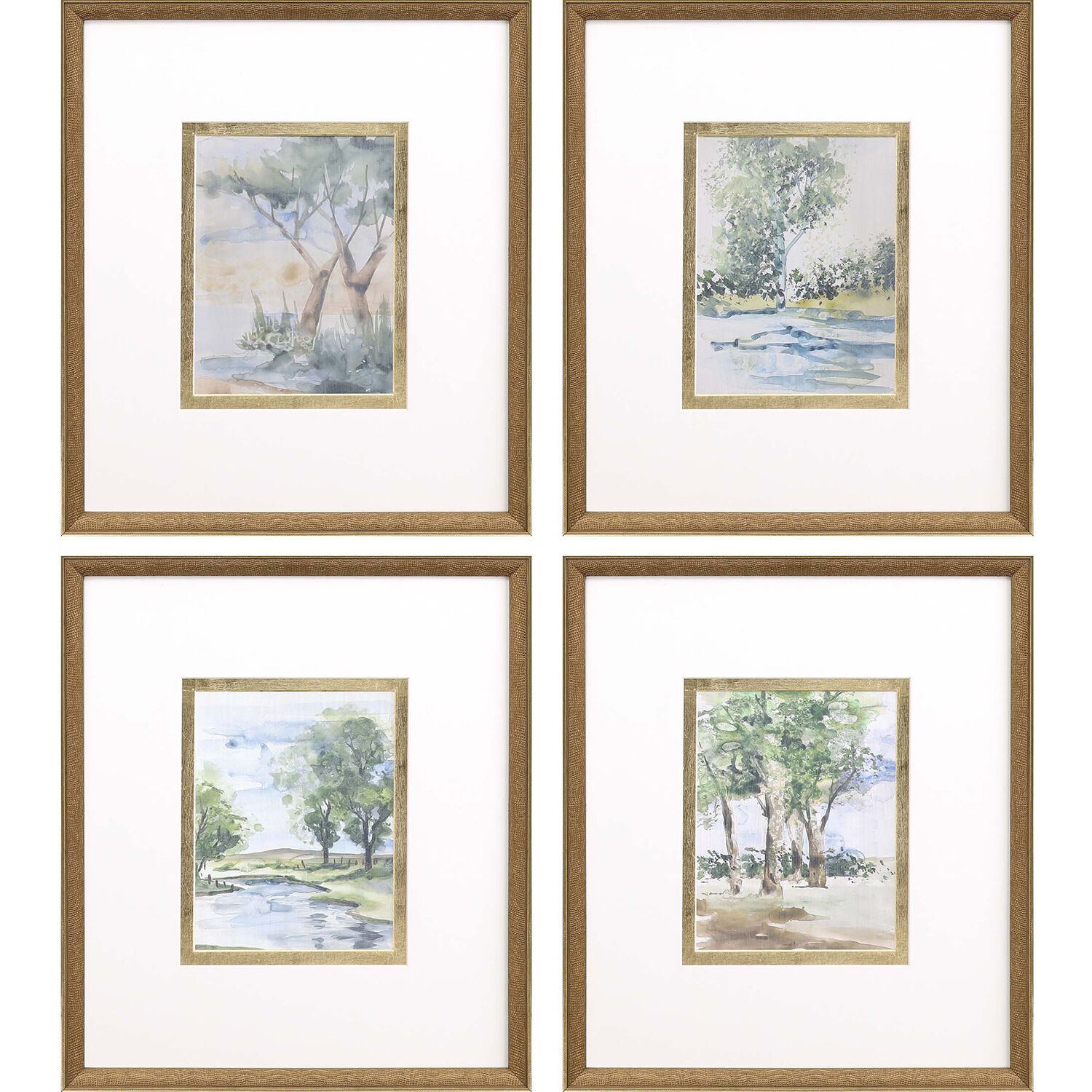 Along the Way Blue and Green and Brown and Multi Framed Art, The Studio