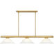 Vanguard 3 Light 58.5 inch Rubbed Brass Billiard Ceiling Light in White Mottle Glass