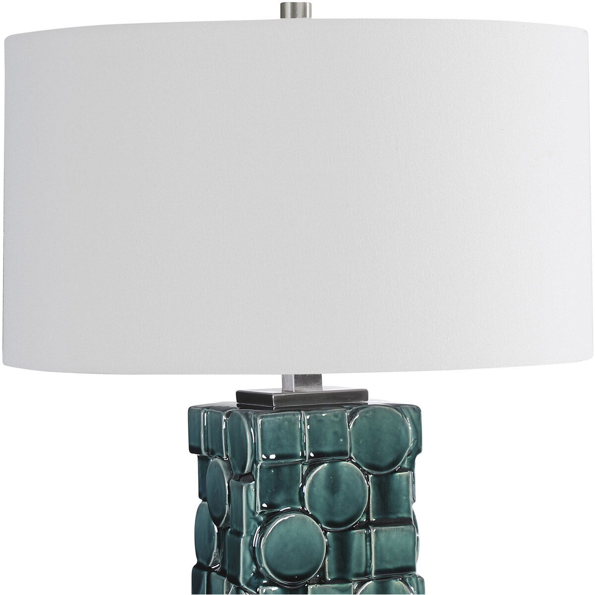Geometry 31 inch 150.00 watt Emerald Green Glaze with Brushed Nickel Details Table Lamp Portable Light