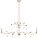 Presley 2 Light 56 inch Champagne Gold and Clear Linear Chandelier Ceiling Light