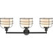 Franklin Restoration Large Bell Cage LED 34 inch Matte Black Bath Vanity Light Wall Light in Matte White Glass, Franklin Restoration