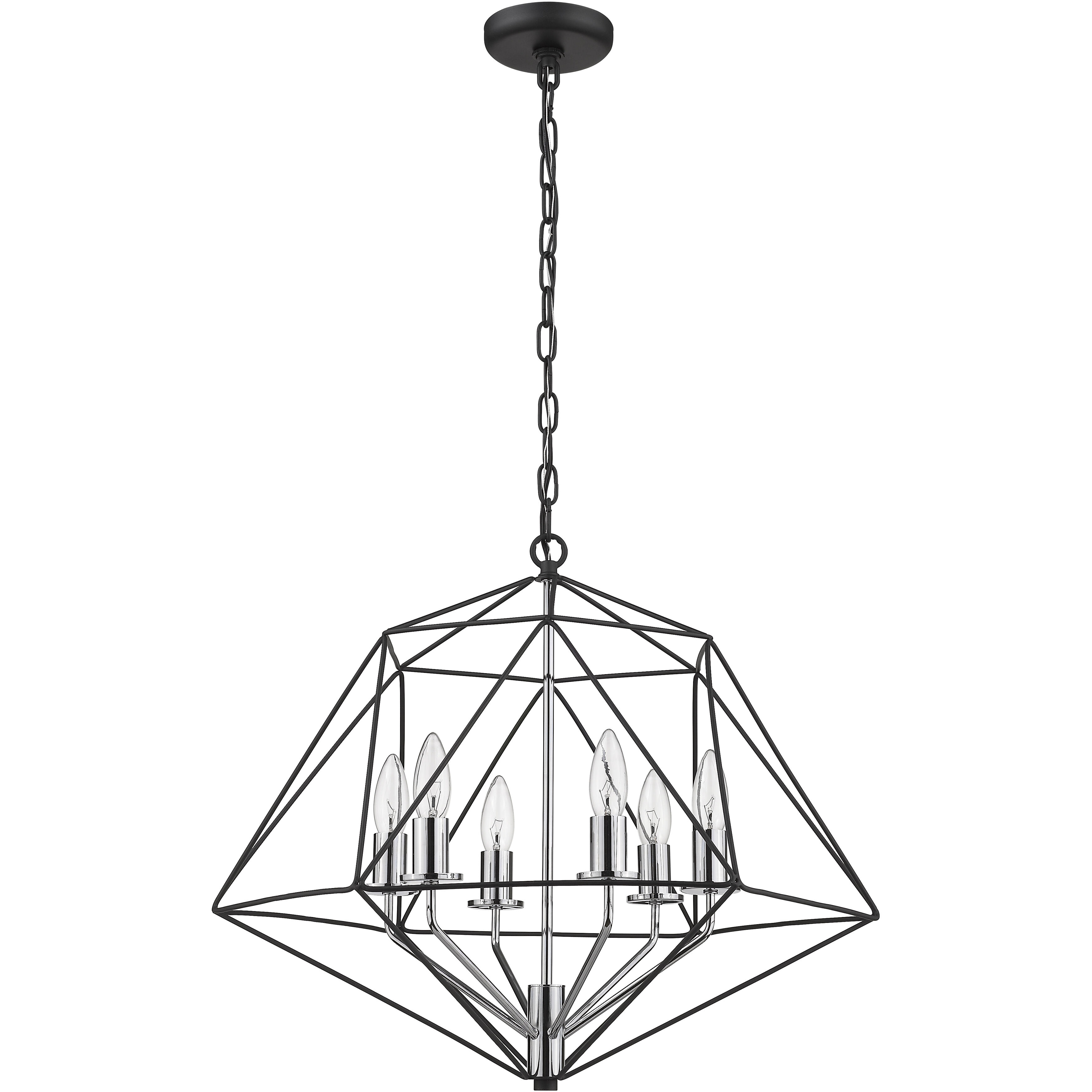 Geo 6 Light 22.25 inch Matte Black and Chrome Chandelier Ceiling Light
