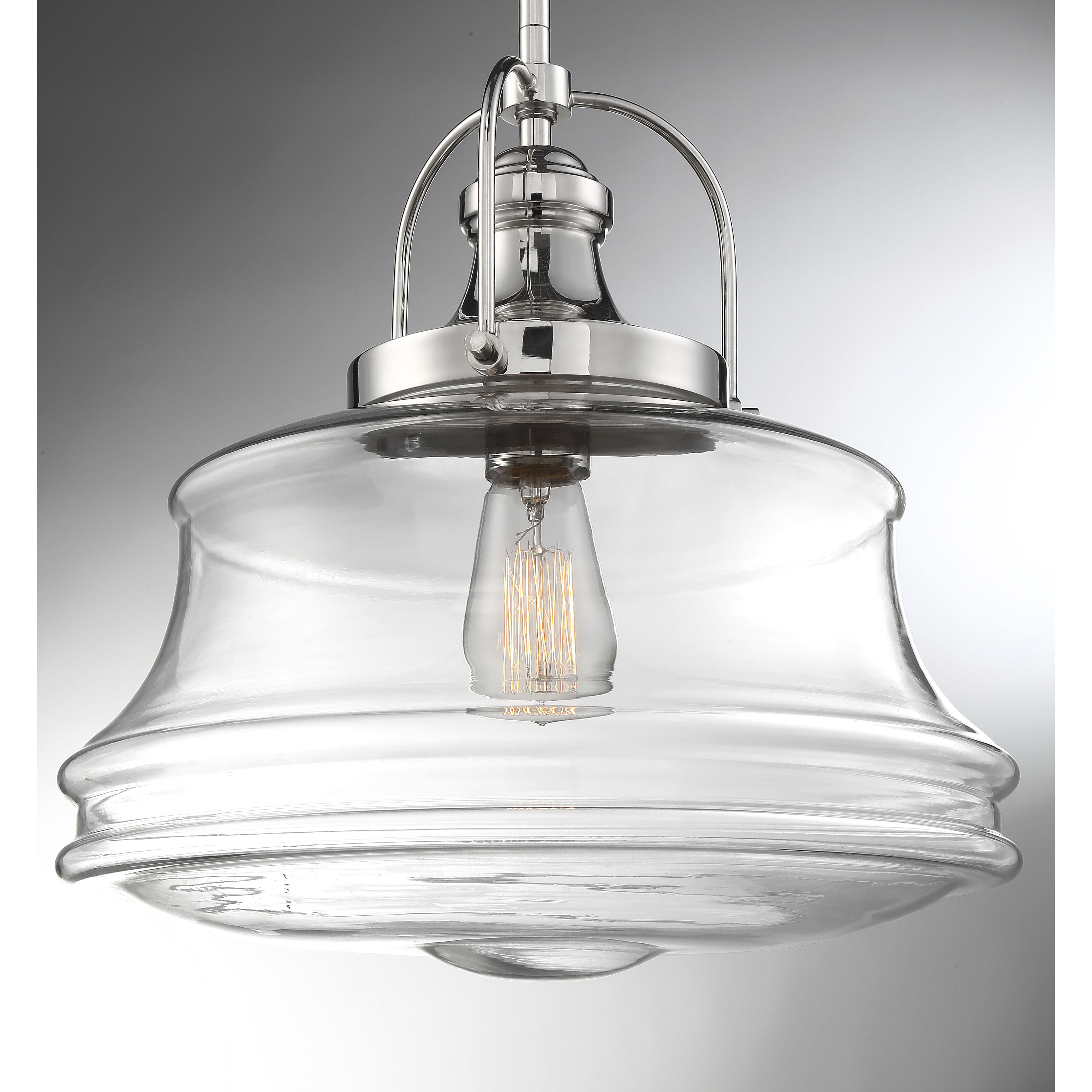 Basel 1 Light 14 inch Polished Nickel and Clear Pendant Ceiling Light