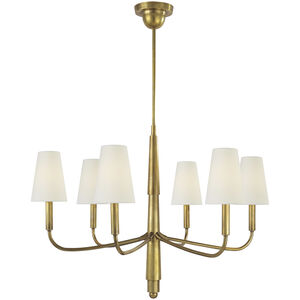 Thomas O'Brien Farlane 6 Light 34 inch Hand-Rubbed Antique Brass Chandelier Ceiling Light, Small