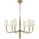 Thomas O'Brien Farlane 6 Light 34 inch Hand-Rubbed Antique Brass Chandelier Ceiling Light in Linen, Small