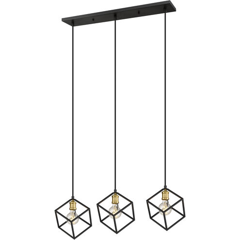 Vertical 3 Light 34 inch Bronze and Olde Brass Linear Chandelier Ceiling Light