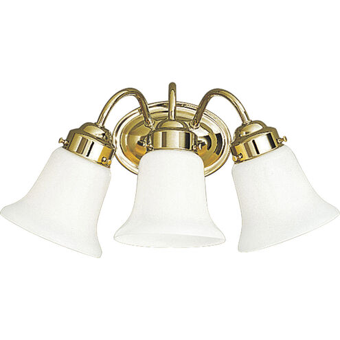Opal Glass 3 Light 16 inch Polished Brass Bath Vanity Wall Light