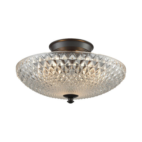 Alden 3 Light 14 inch Oil Rubbed Bronze Semi Flush Mount Ceiling Light