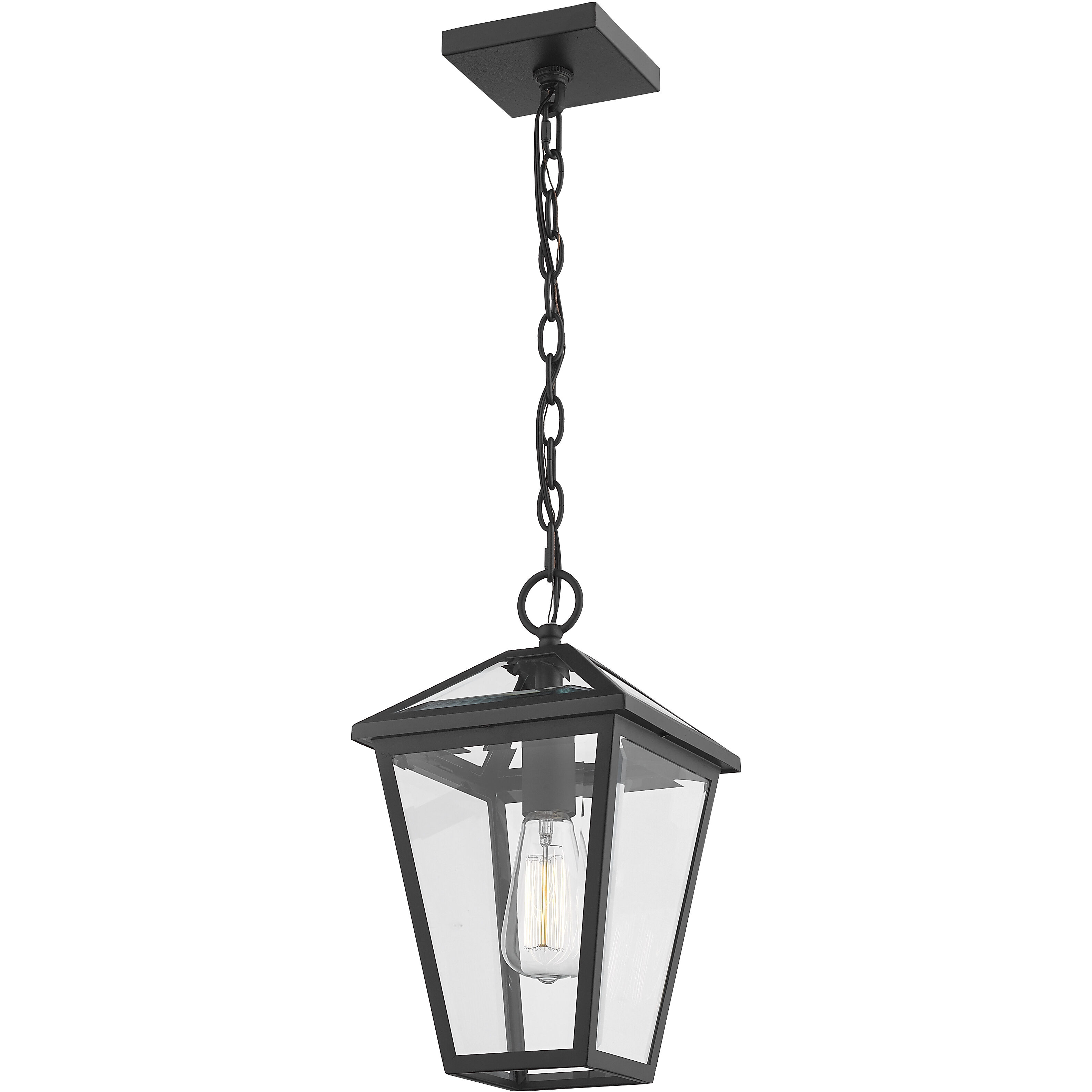 Talbot 1 Light 8.25 inch Black Outdoor Chain Mount Ceiling Fixture in Clear Beveled Glass