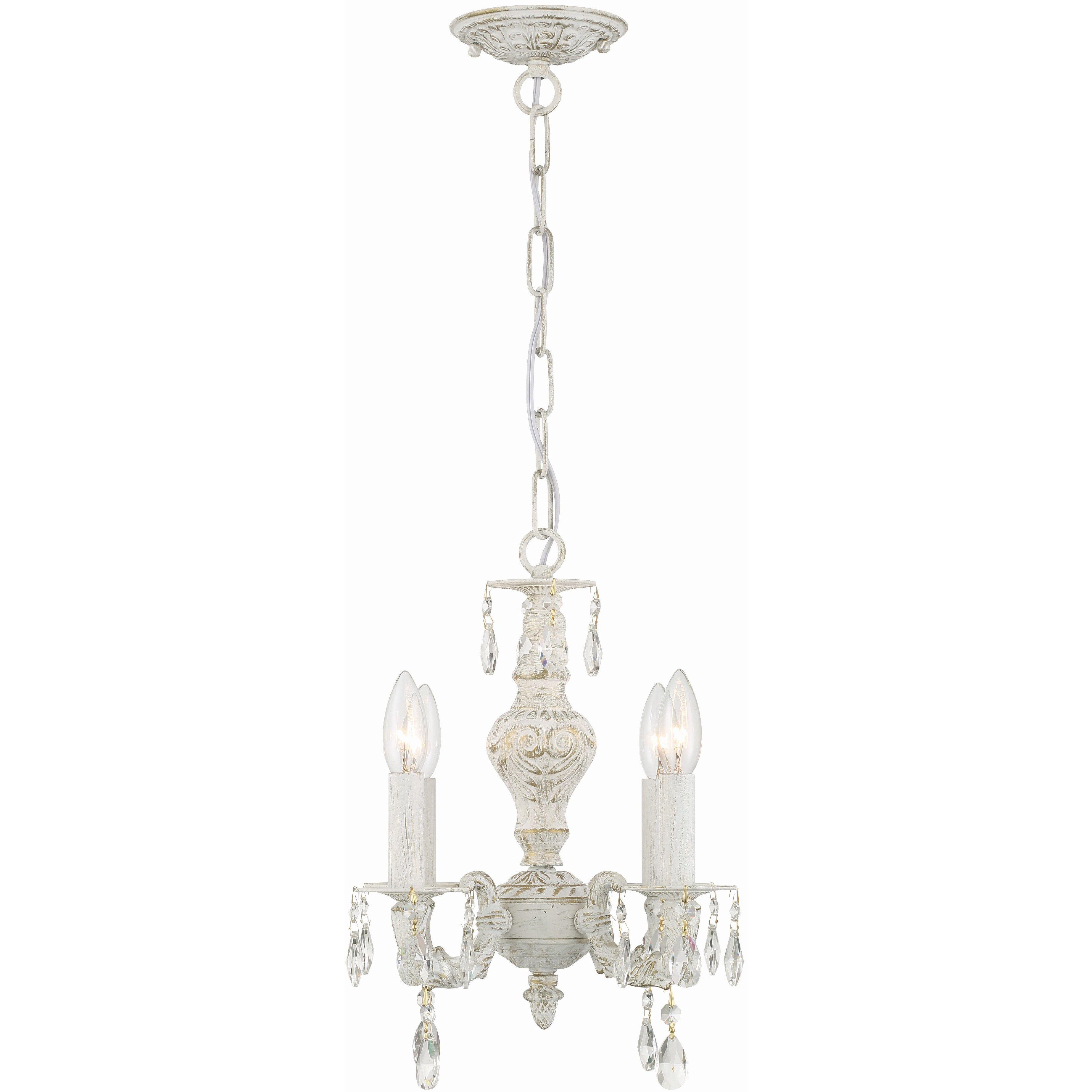 Paris Market 4 Light 13.5 inch Antique White Mini Chandelier Ceiling Light in Clear Swarovski Strass