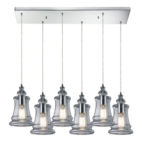 Greece 6 Light 9 inch Polished Chrome with Smoke Multi Pendant Ceiling Light