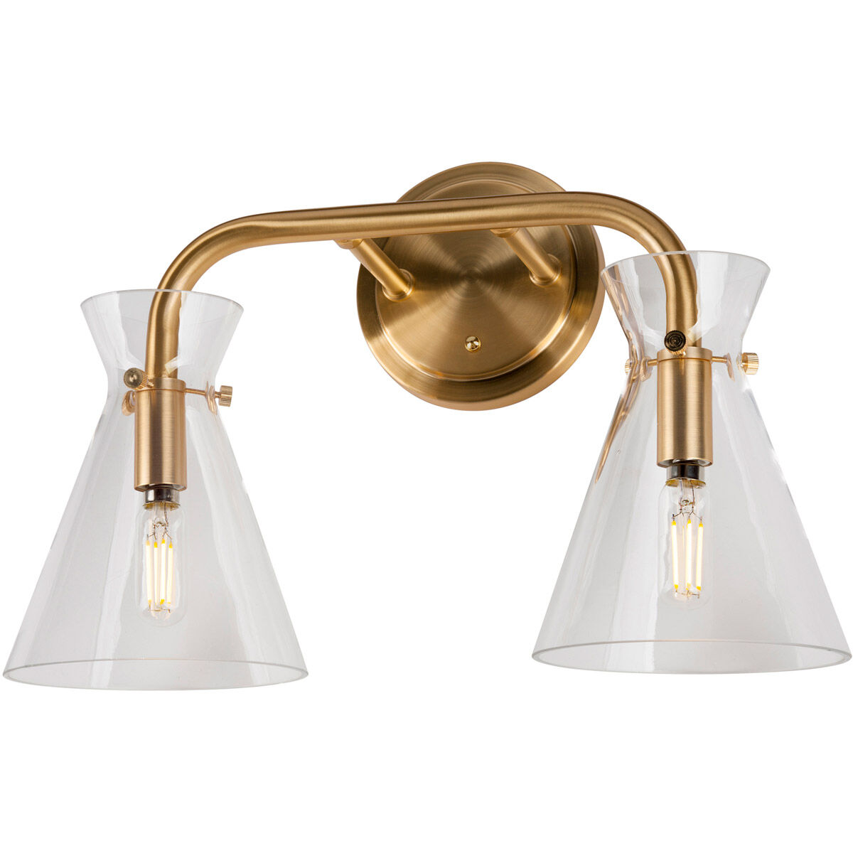 Beaker 2 Light 16 inch Soft Gold Vanity Light Wall Light