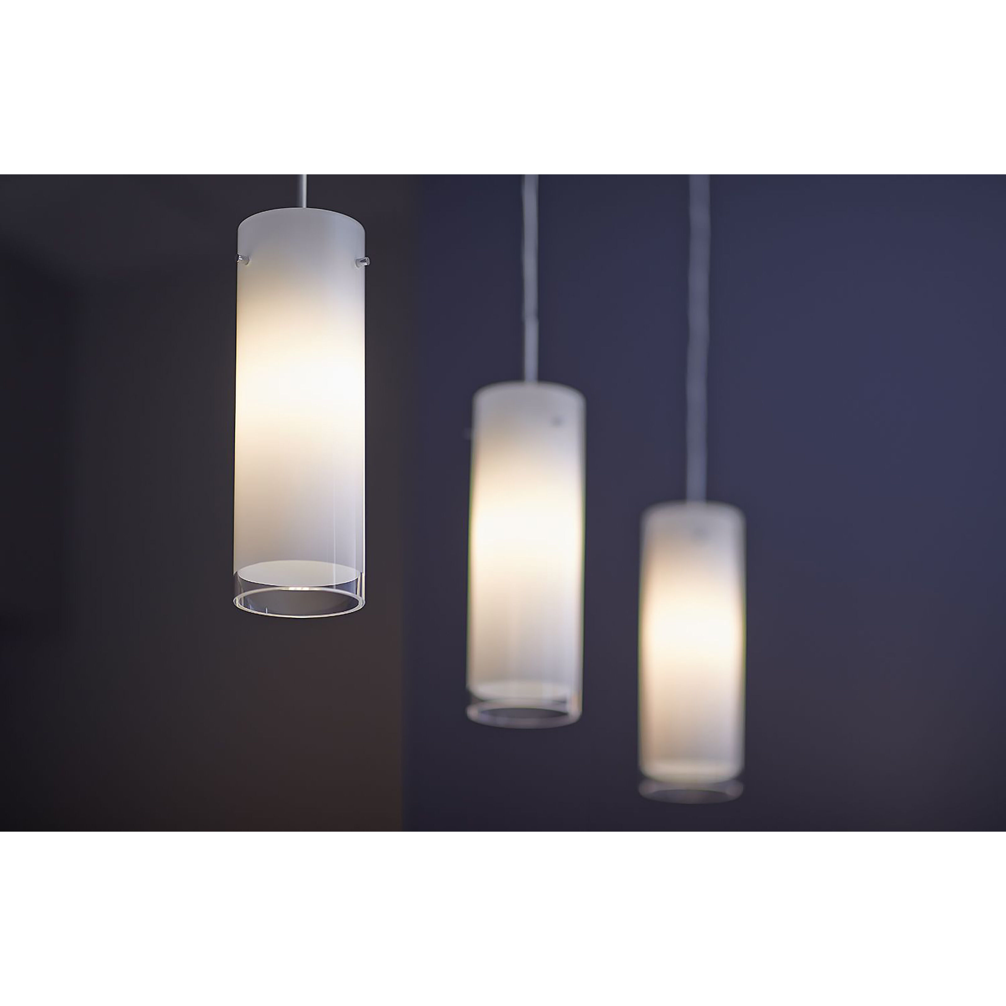 Cyrus LED 4 inch Matte Chrome Large Pendant Ceiling Light in White Glass