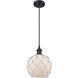 Ballston Farmhouse Rope 1 Light 8 inch Matte Black Mini Pendant Ceiling Light in White Glass with White Rope, Ballston
