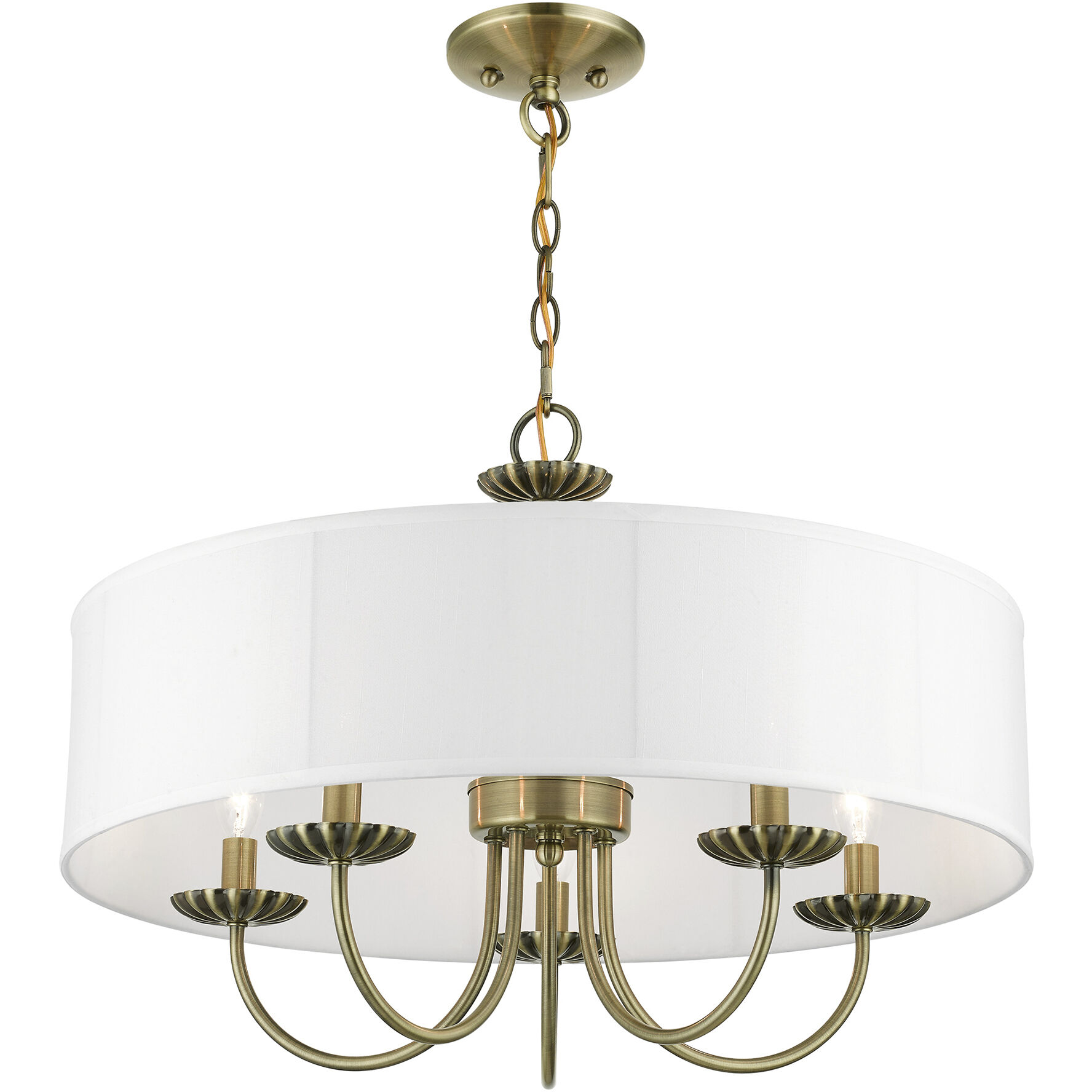 Brookdale 5 Light 23 inch Antique Brass Pendant Chandelier Ceiling Light