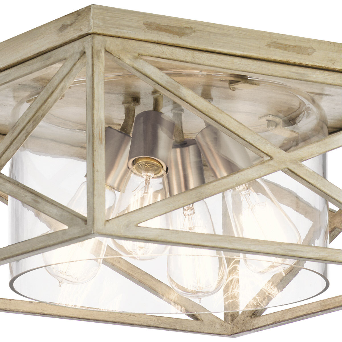 Moorgate 4 Light 16 inch Distressed Antique White Flush Mount Light Ceiling Light