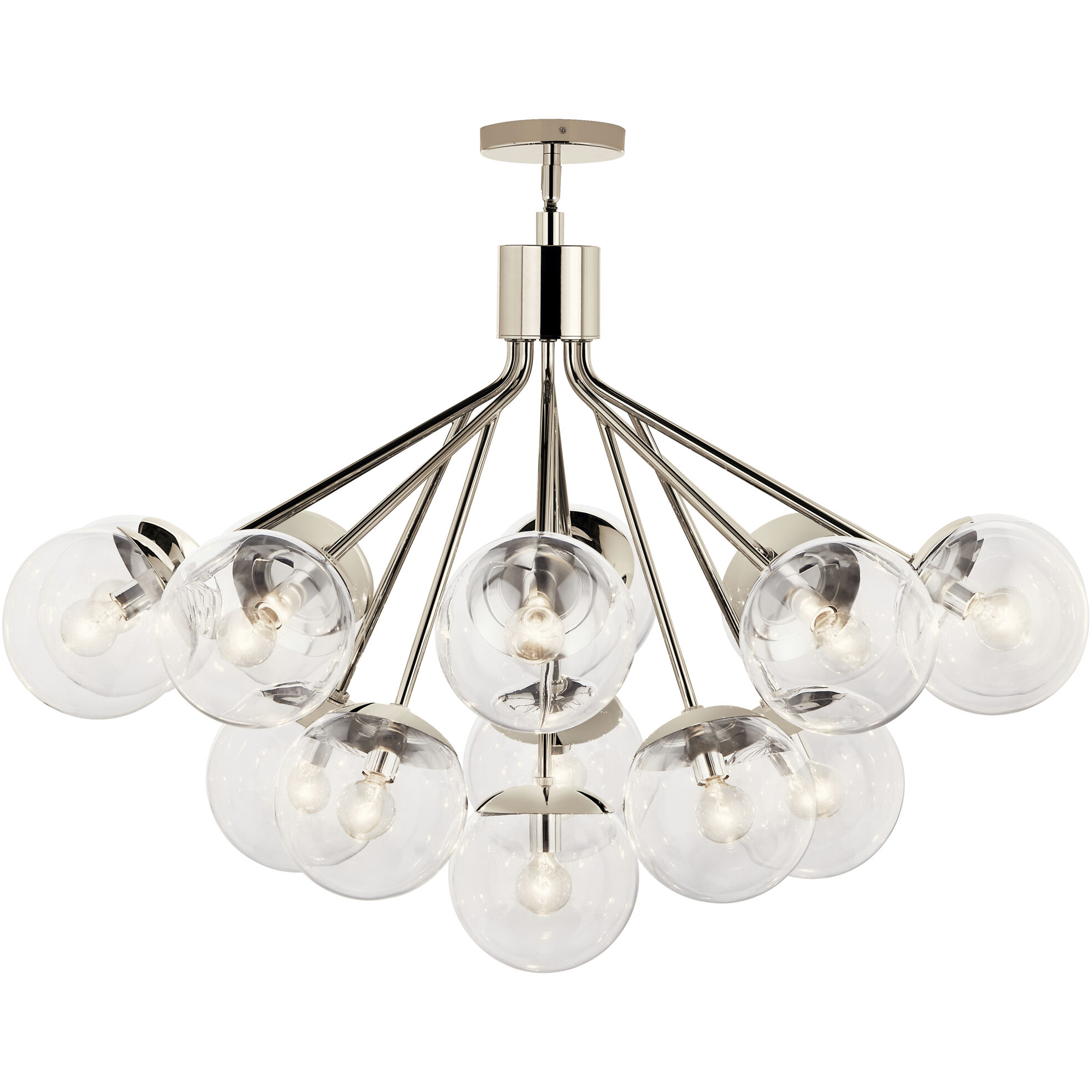 Silvarious 16 Light Polished Nickel Chandelier/Semi Flush Ceiling Light