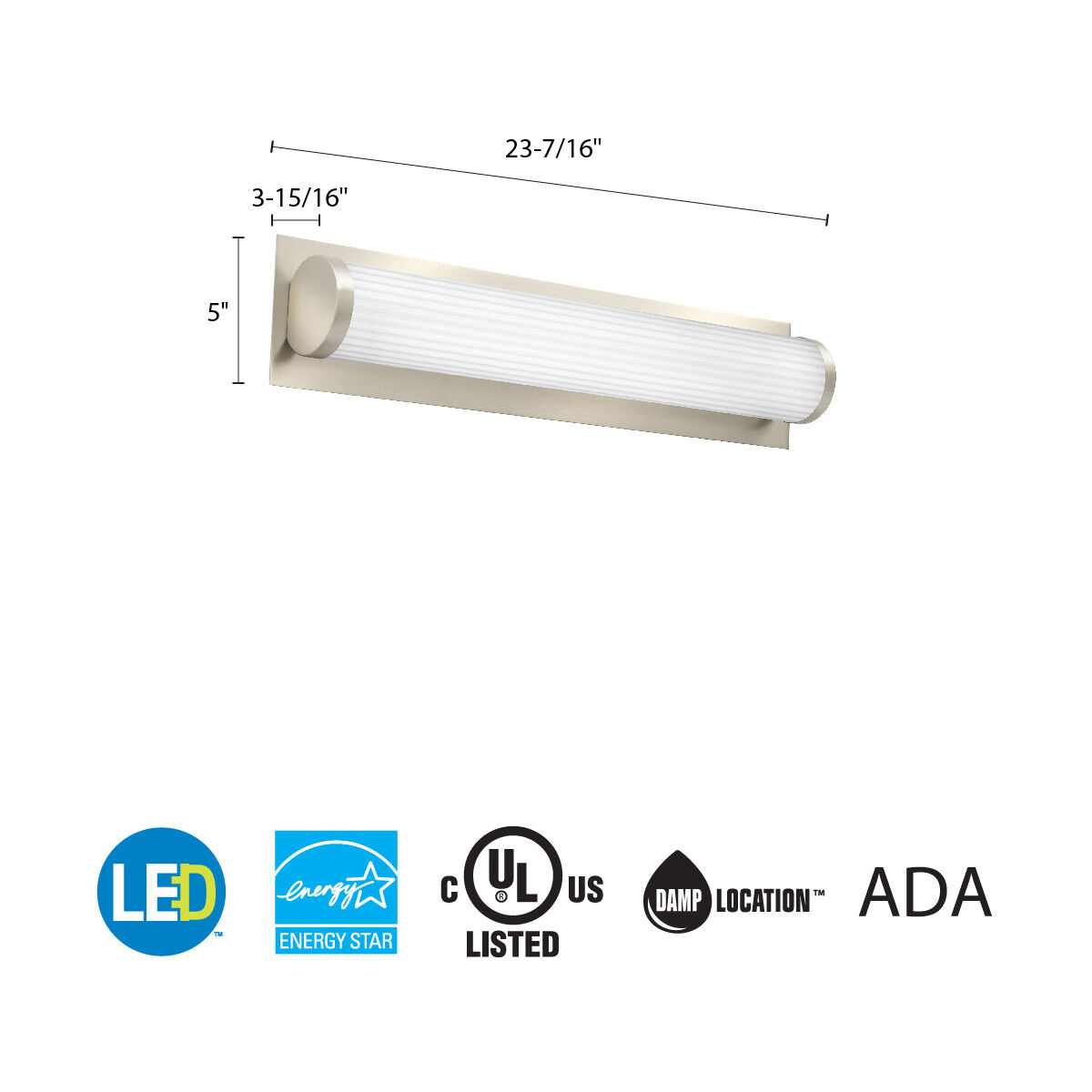 FMVTSL Square LED 23 inch Brushed Nickel Vanity Light Wall Light 