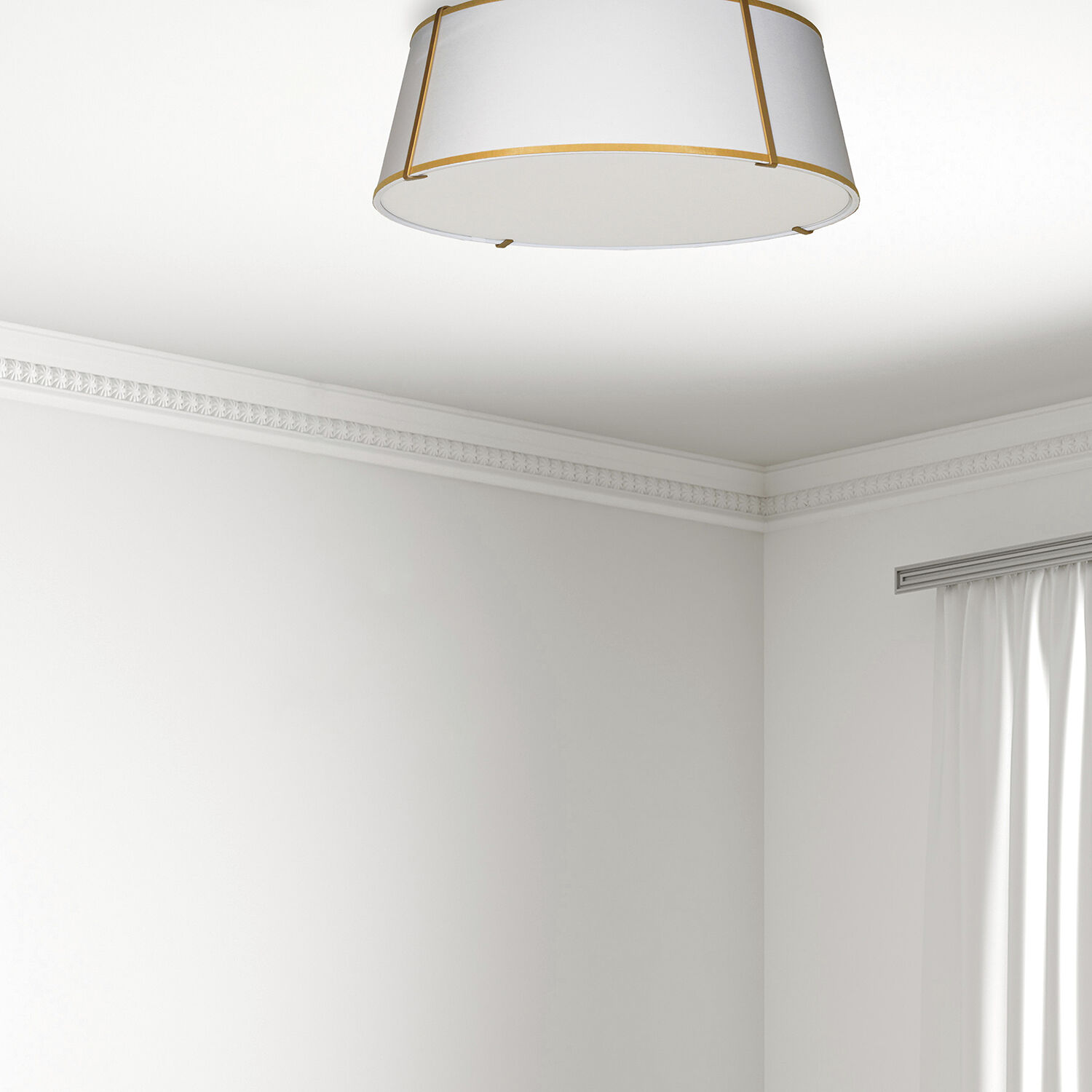 Trapezoid 4 Light 22 inch Gold with White Flush Mount Ceiling Light