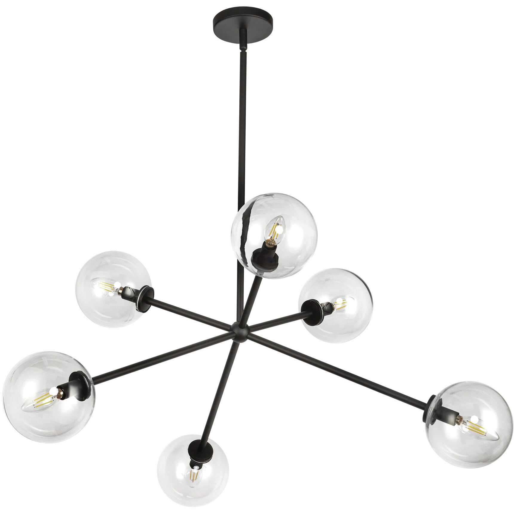 Alora Mood Cassia 6 Light 39.5 inch Matte Black/Clear Glass Chandelier Ceiling Light