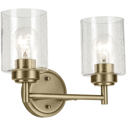 Winslow 2 Light 13 inch Natural Brass Bath Bracket Wall Light, 2 Arm