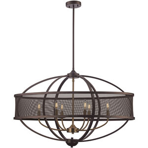 Crosswinds 6 Light 15 inch Rubbed Oil Bronze and Antique Gold Pendant Ceiling Light