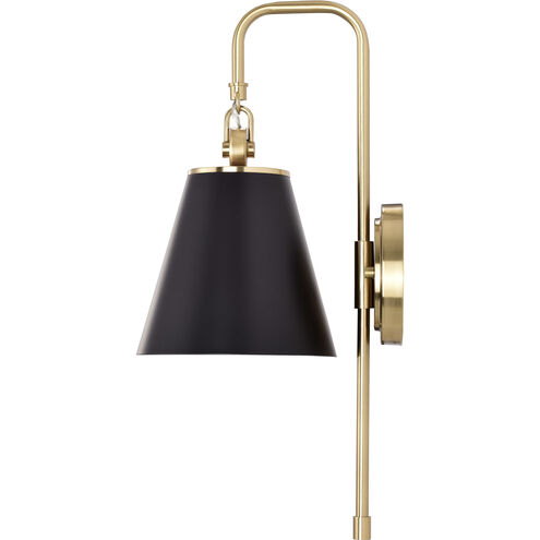 Dover 1 Light 7 inch Black/Vintage Brass Bathroom Vanity Lights Wall Light