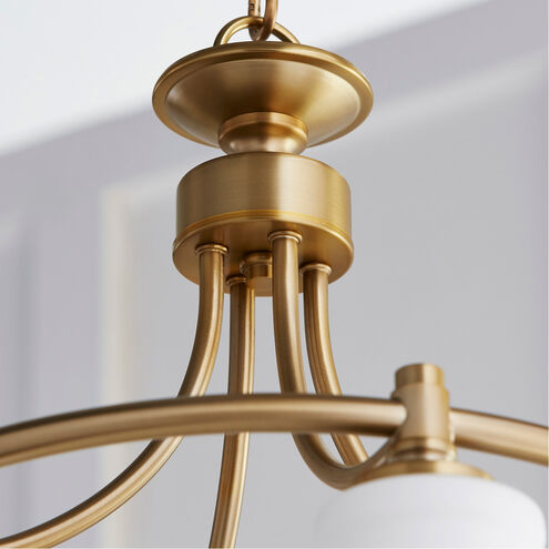 Rossington 4 Light 21 inch Aged Brass Mini Chandelier Ceiling Light in Satin Opal