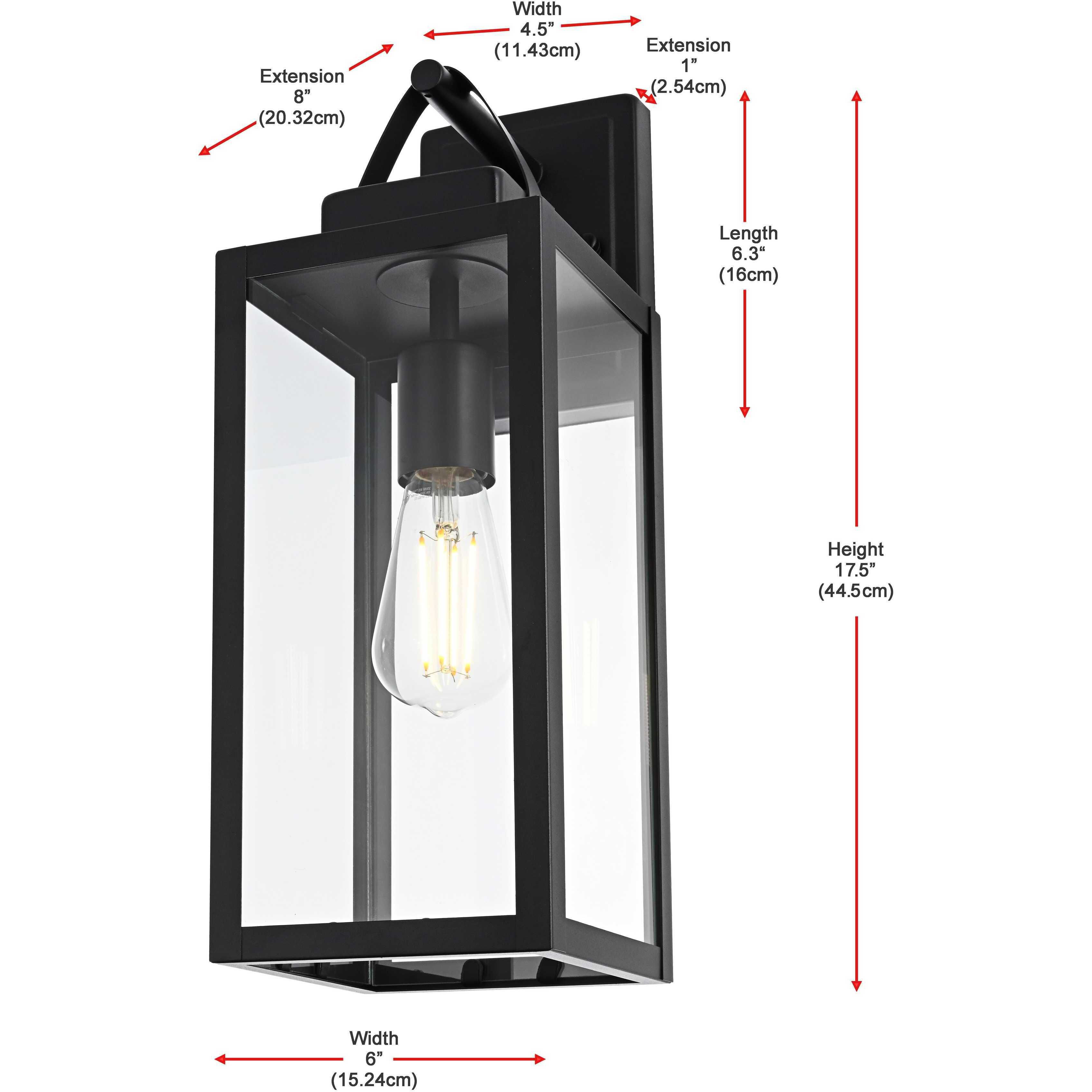 Hilton 1 Light 17.5 inch Black Outdoor Wall Sconce