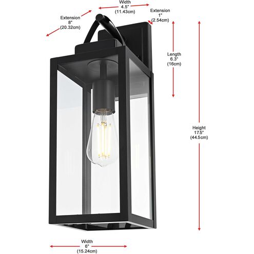 Hilton 1 Light 17.5 inch Black Outdoor Wall Sconce