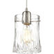 Hand Formed Glass 1 Light 6 inch Satin Nickel Mini Pendant Ceiling Light in Standard