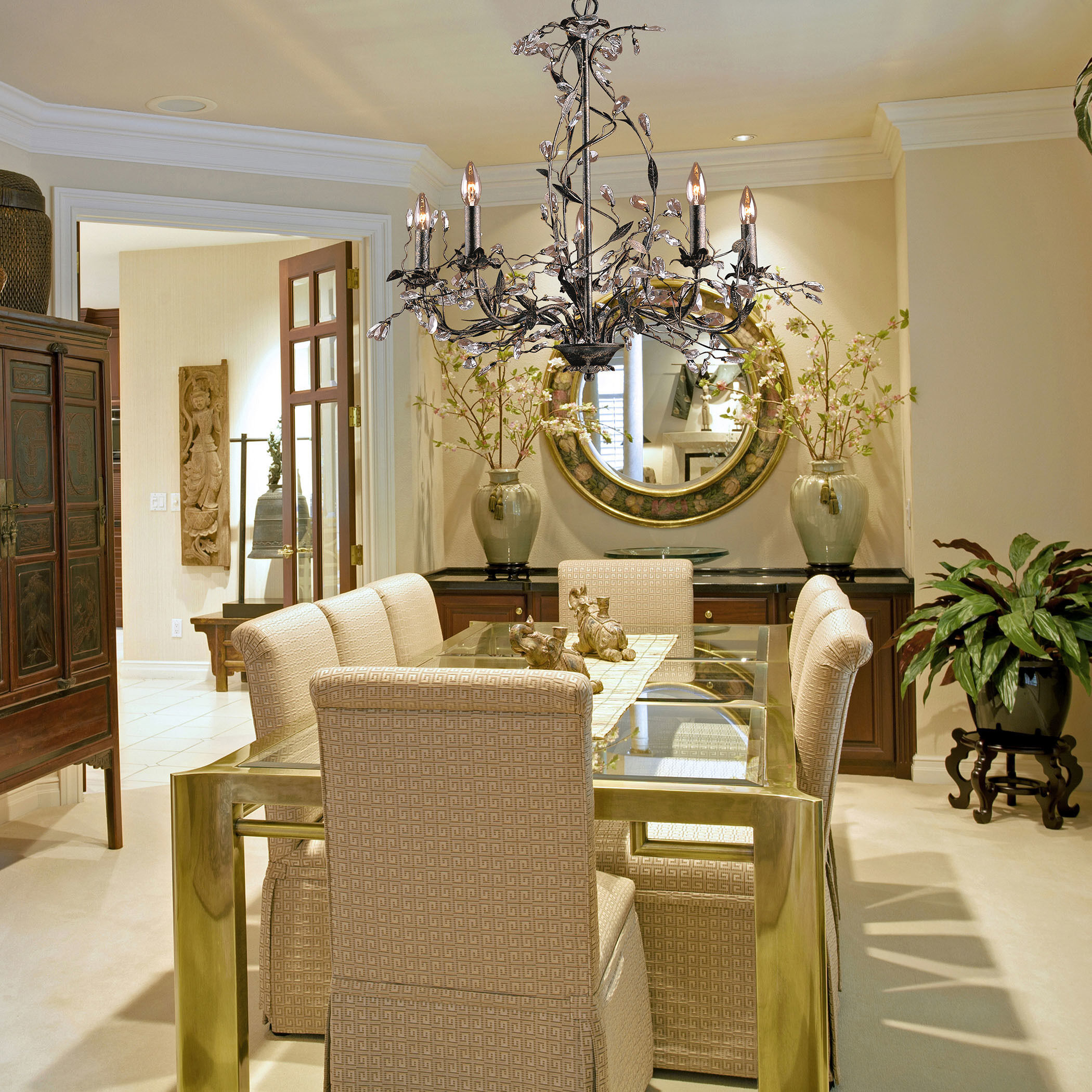 Circeo 5 Light 27 inch Silvered Bronze with Clear Chandelier Ceiling Light