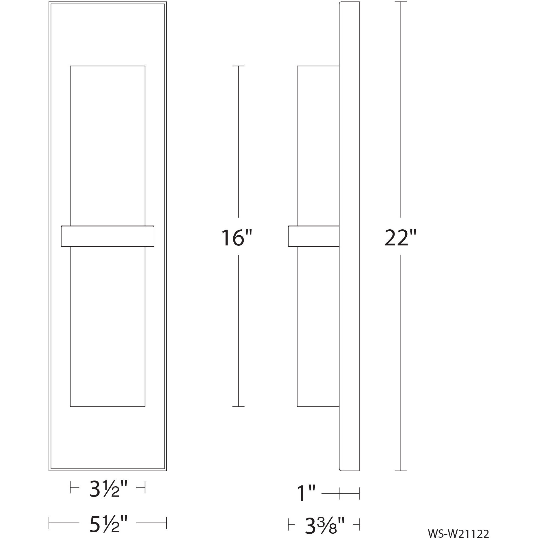 Bandeau LED 22 inch Black Outdoor Wall Light in 3500K, dweLED