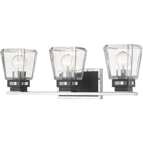 Jackson 3 Light 23.5 inch Chrome and Matte Black Vanity Wall Light
