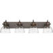 Hines 4 Light 34.5 inch Rubbed Bronze Bath Vanity Light Wall Light in Seeded Glass