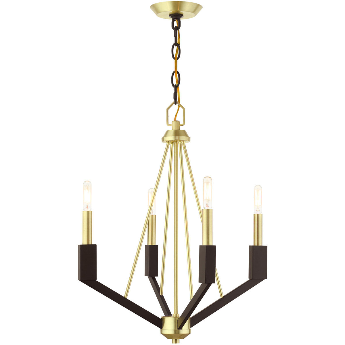 Beckett 4 Light 18 inch Satin Brass Mini Chandelier Ceiling Light