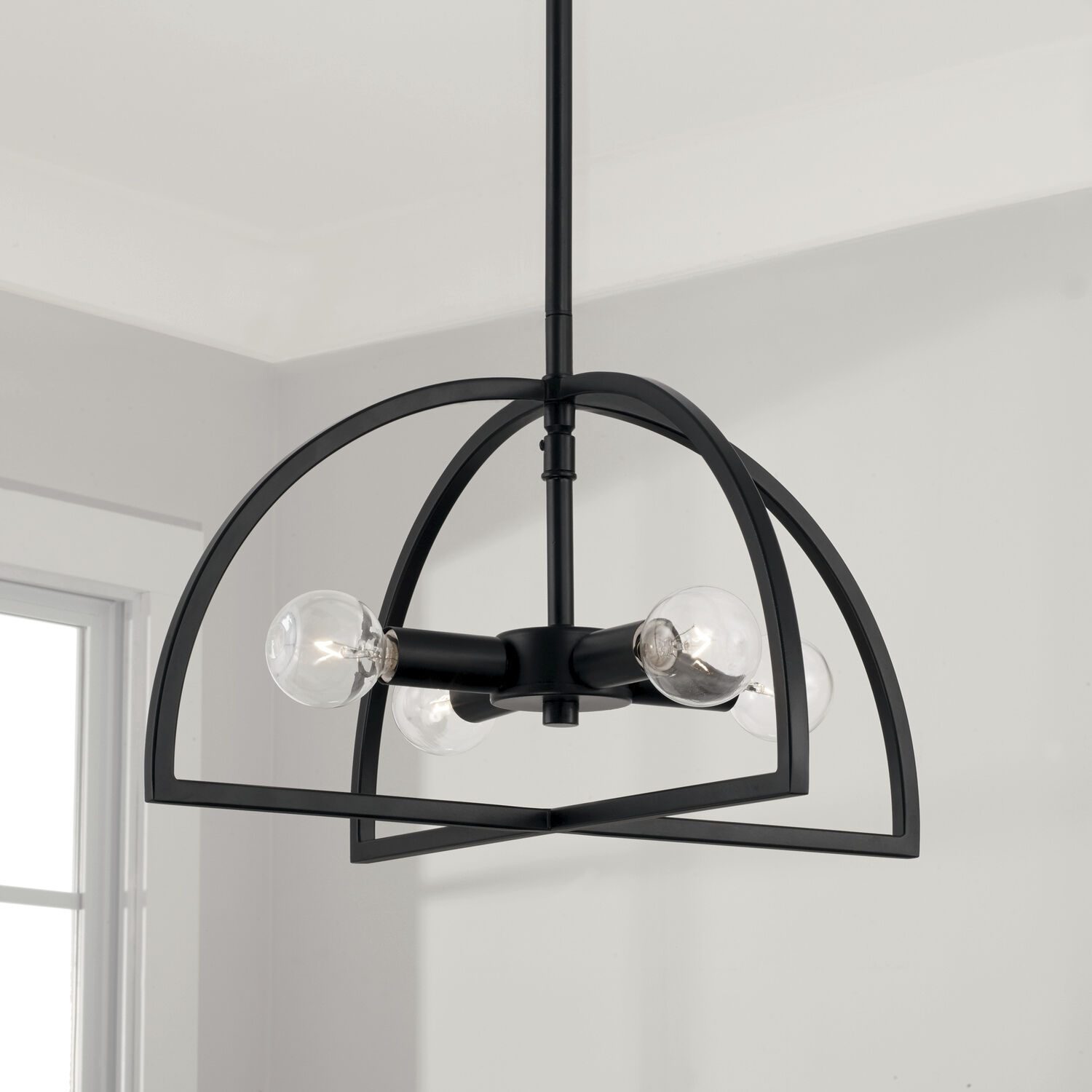 Lawson 4 Light 15 inch Matte Black Semi-Flush Mount Ceiling Light, Convertible Dual Mount