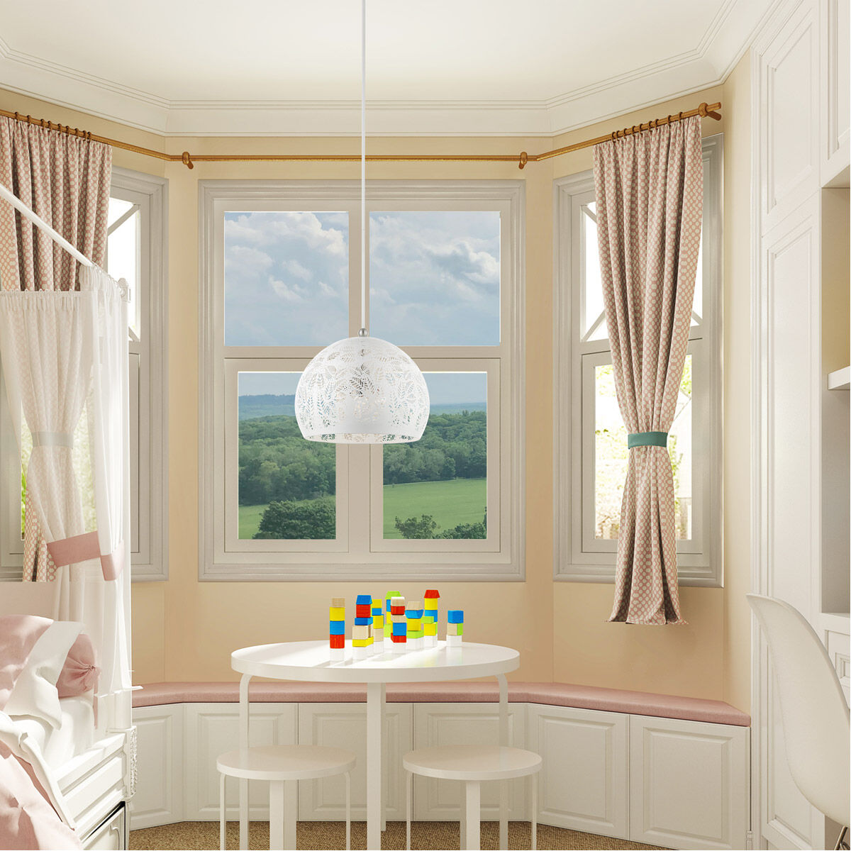 Chantily 3 Light 16 inch White with Brushed Nickel Accents Pendant Ceiling Light