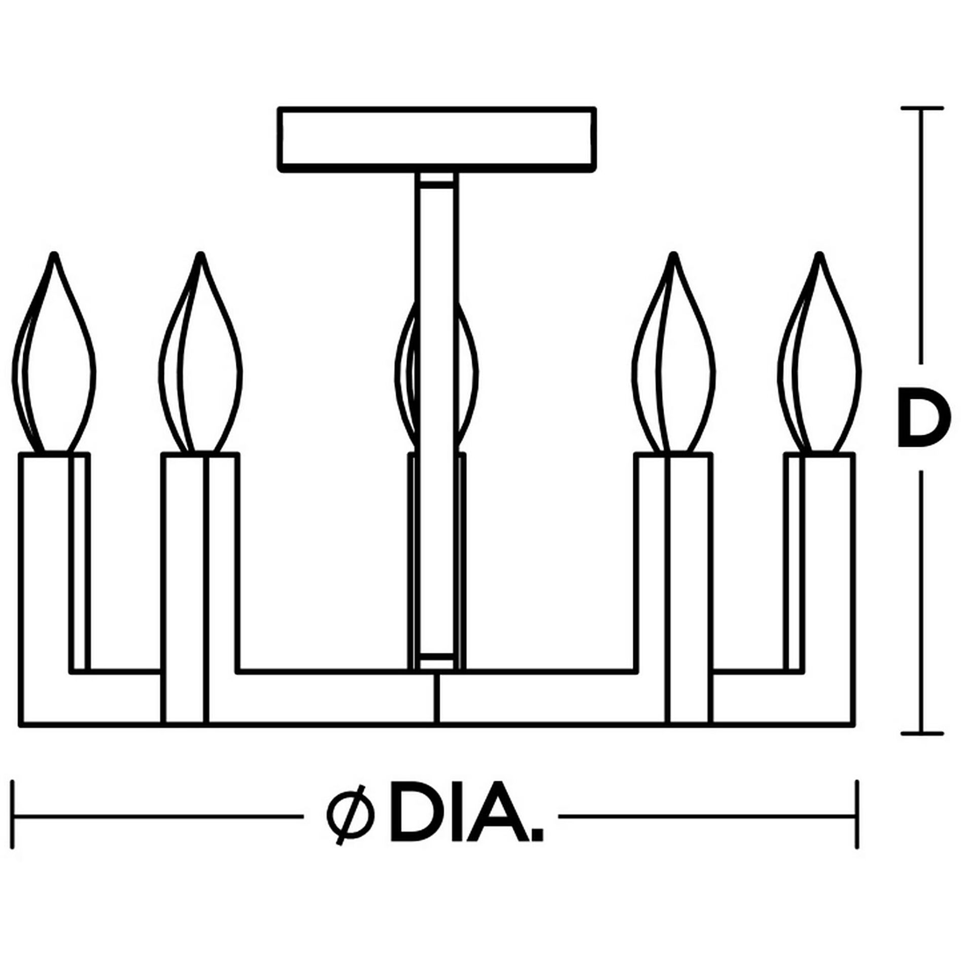 Grace 5 Light 14 inch Black Semi Flush Mount Ceiling Light