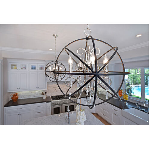 Orbit 9 Light 30 inch Anthracite/Polished Nickel Single-Tier Chandelier Ceiling Light in Anthracite and Polished Nickel
