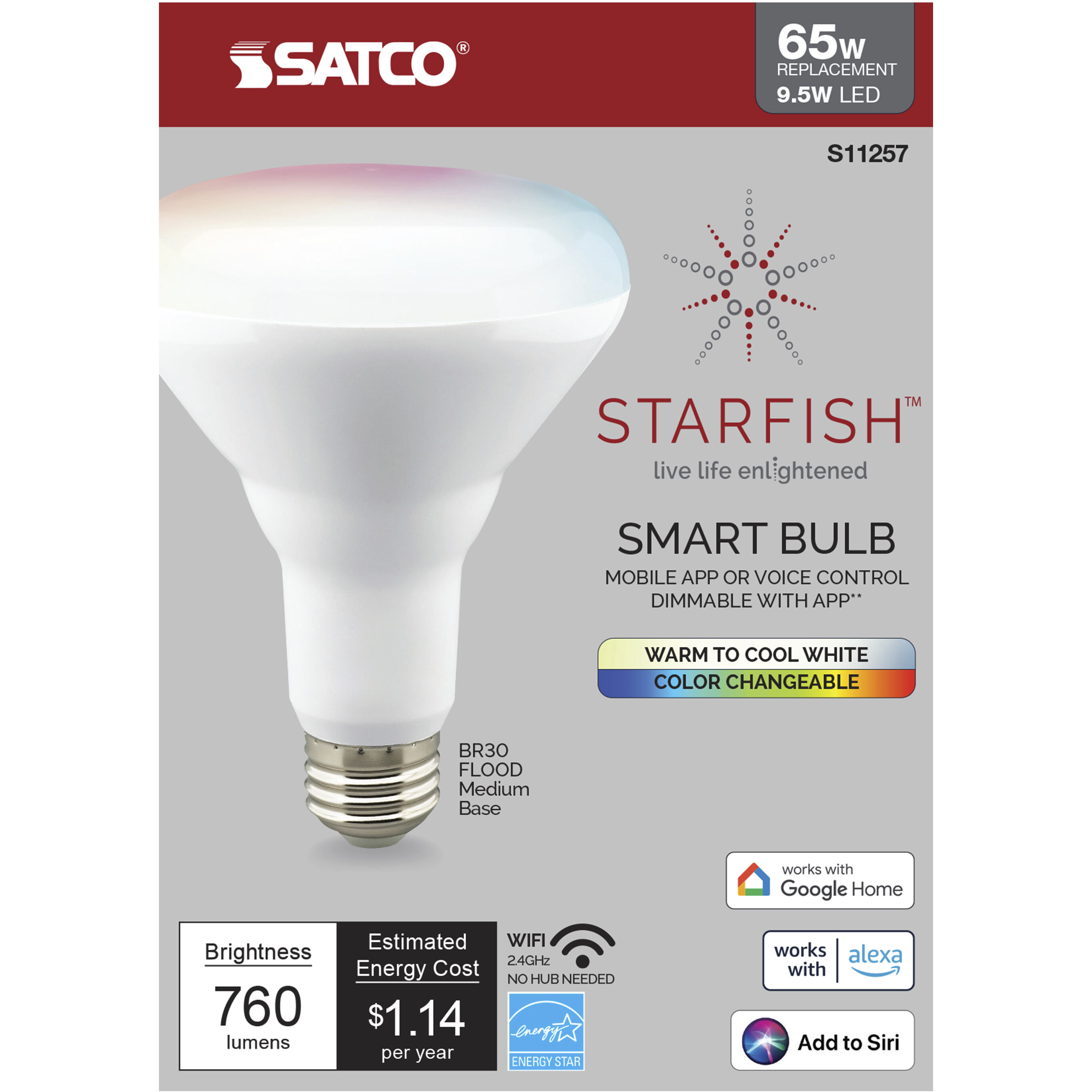 Starfish LED BR30 Medium 9.50 watt 2700K BR and R LED 