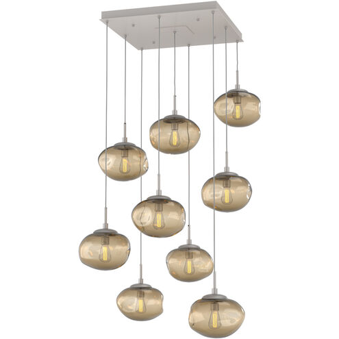 Nova Incandescent 9 Light Beige Silver Chandelier Ceiling Light, Square Multi-Port