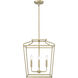 Nellita 4 Light 16 inch Vintage Brass Indoor Pendant Ceiling Light