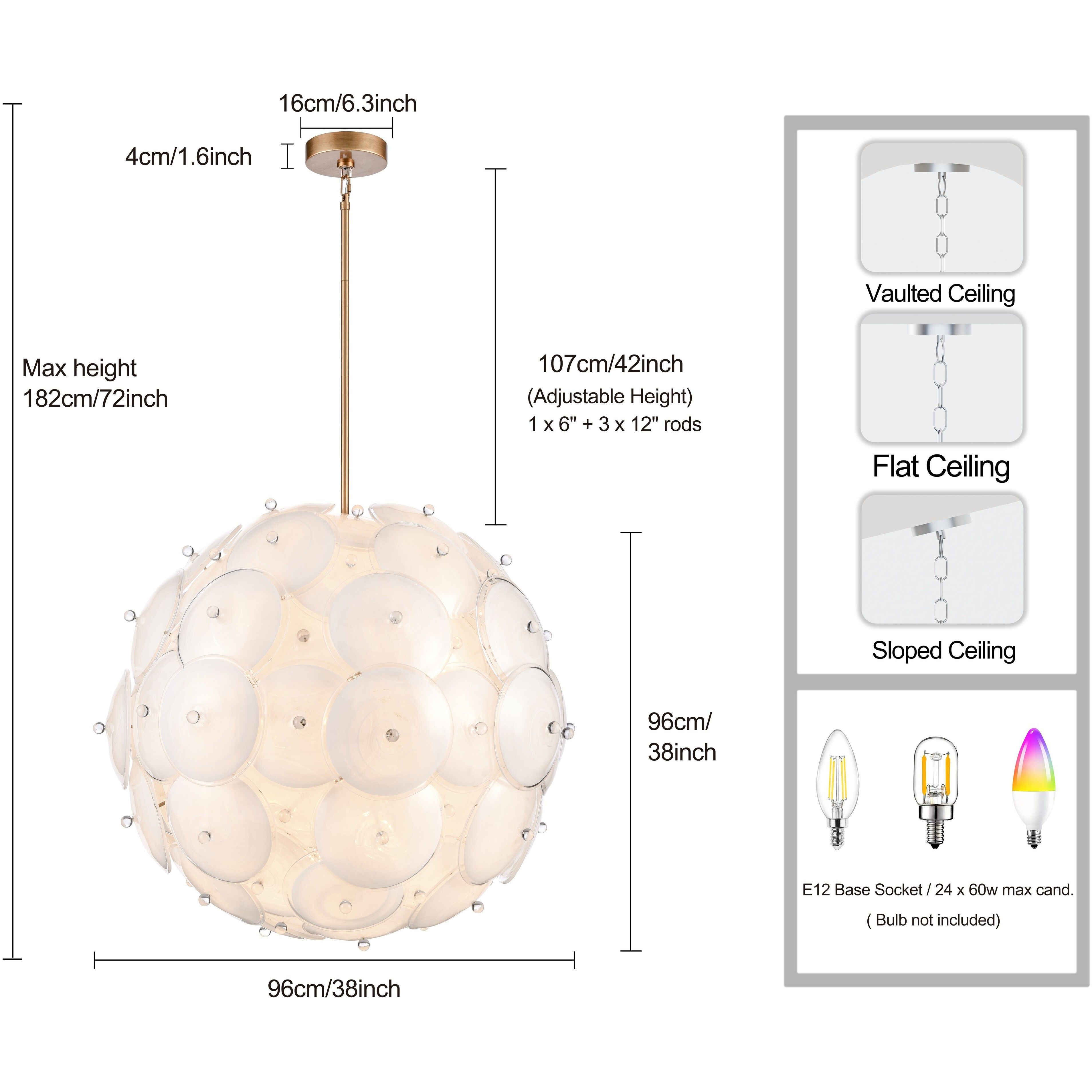 Tallulah 24 Light 38 inch Lacquered Gold Pendant Ceiling Light