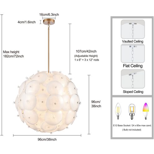 Tallulah 24 Light 38 inch Lacquered Gold Pendant Ceiling Light