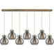 Newton Sphere 7 Light 51.75 inch Brushed Brass Linear Pendant Ceiling Light in Light Smoke Glass