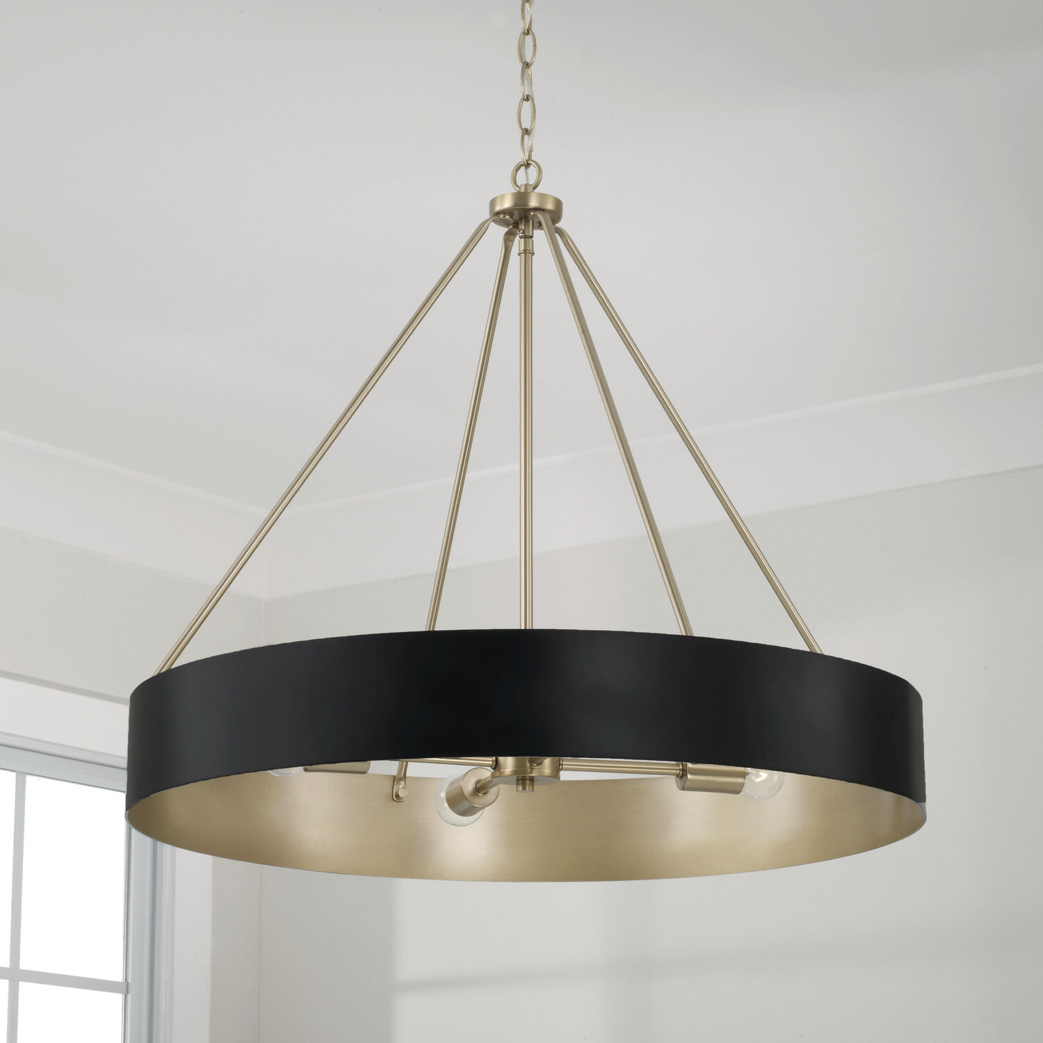 Weller 4 Light 27.5 inch Matte Brass and Black Chandelier Ceiling Light