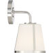 Fulton Bath Sconce Wall Light in Polished Nickel, White