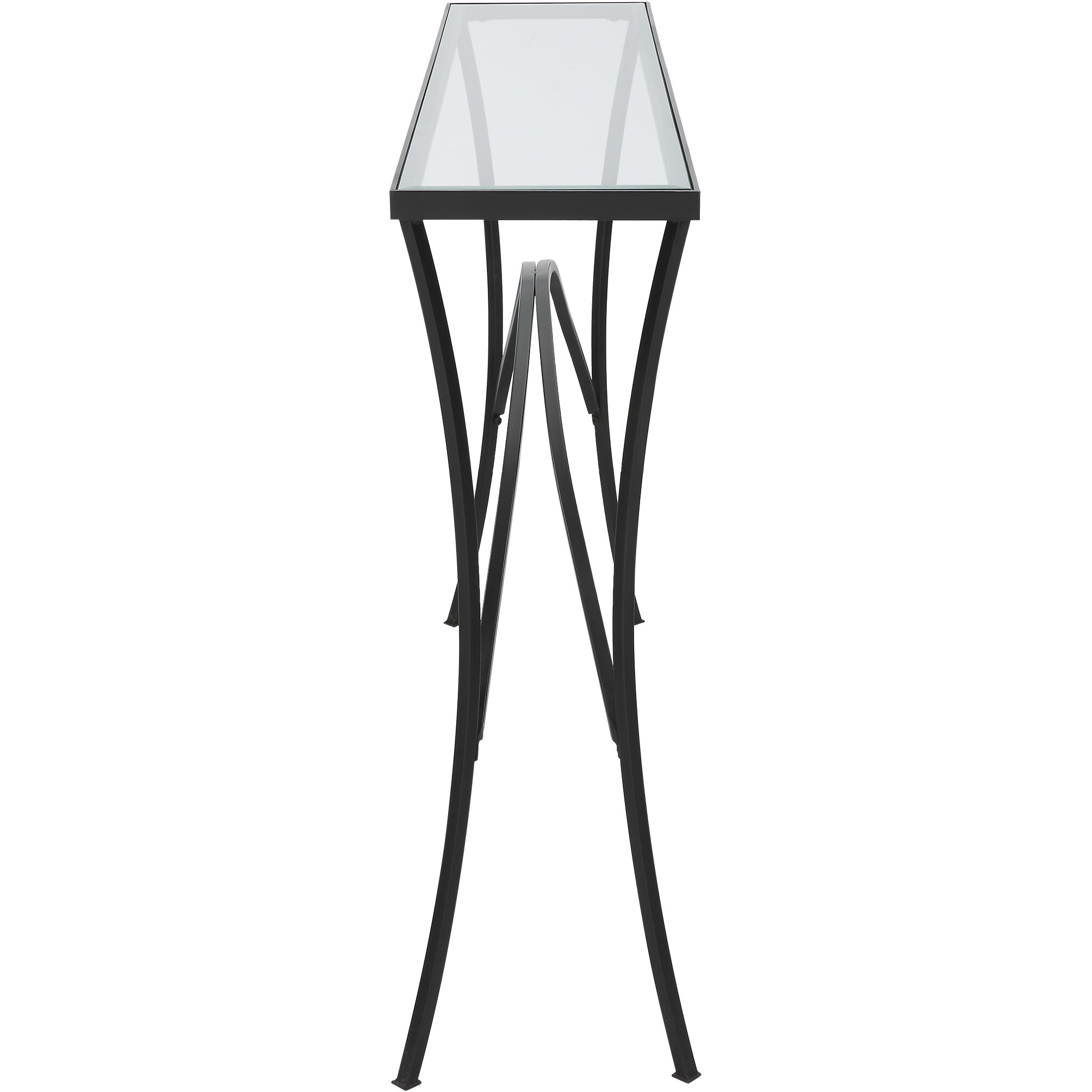 Alayna 48 inch Satin Black and Clear Glass Console Table