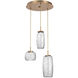 Vessel LED Novel Brass Multi-Pendant Ceiling Light in 3000K LED, Clear